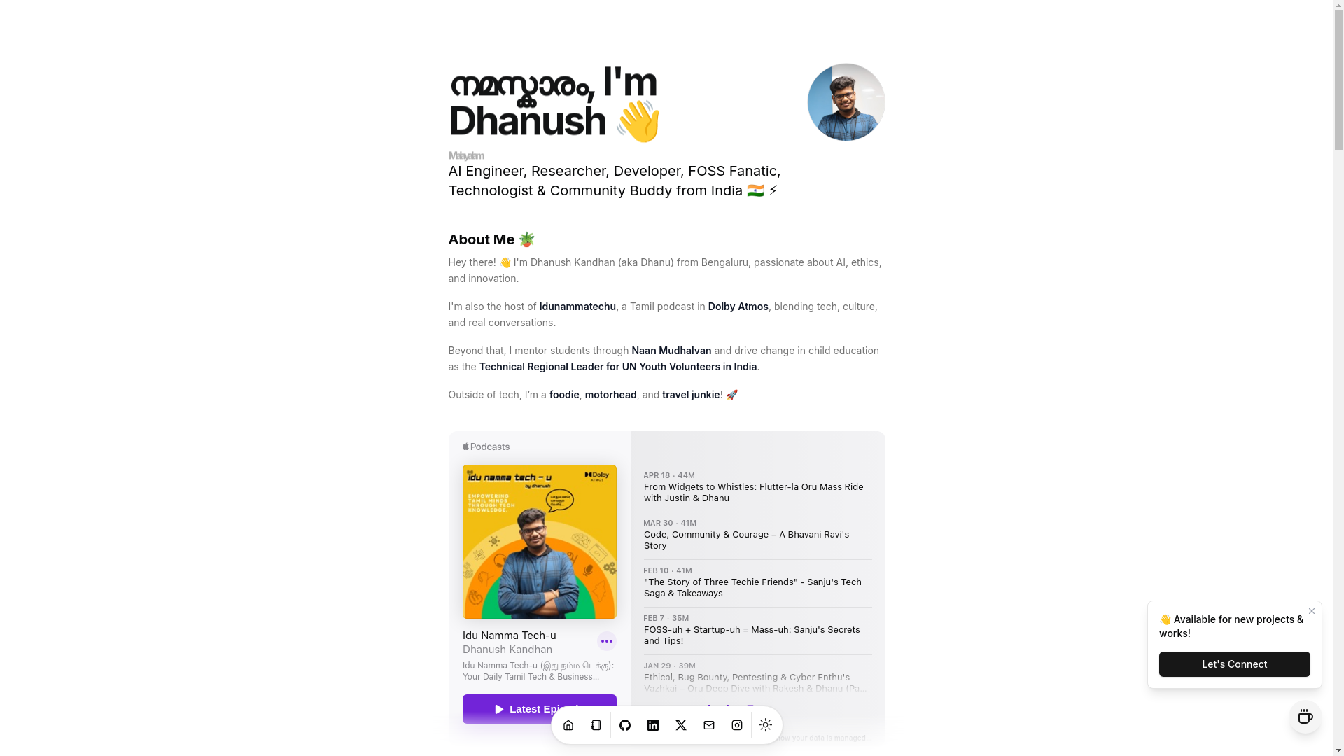 website screenshot of https://dhanu.pages.dev/