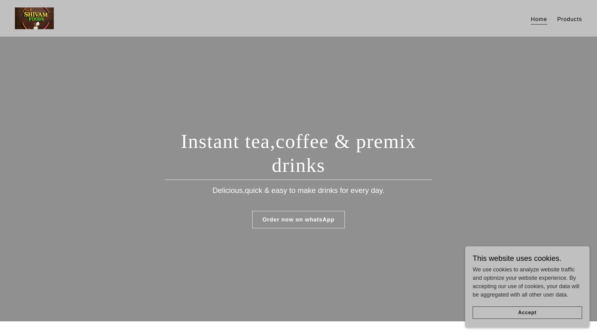 website screenshot of https://shivamfoods.online/