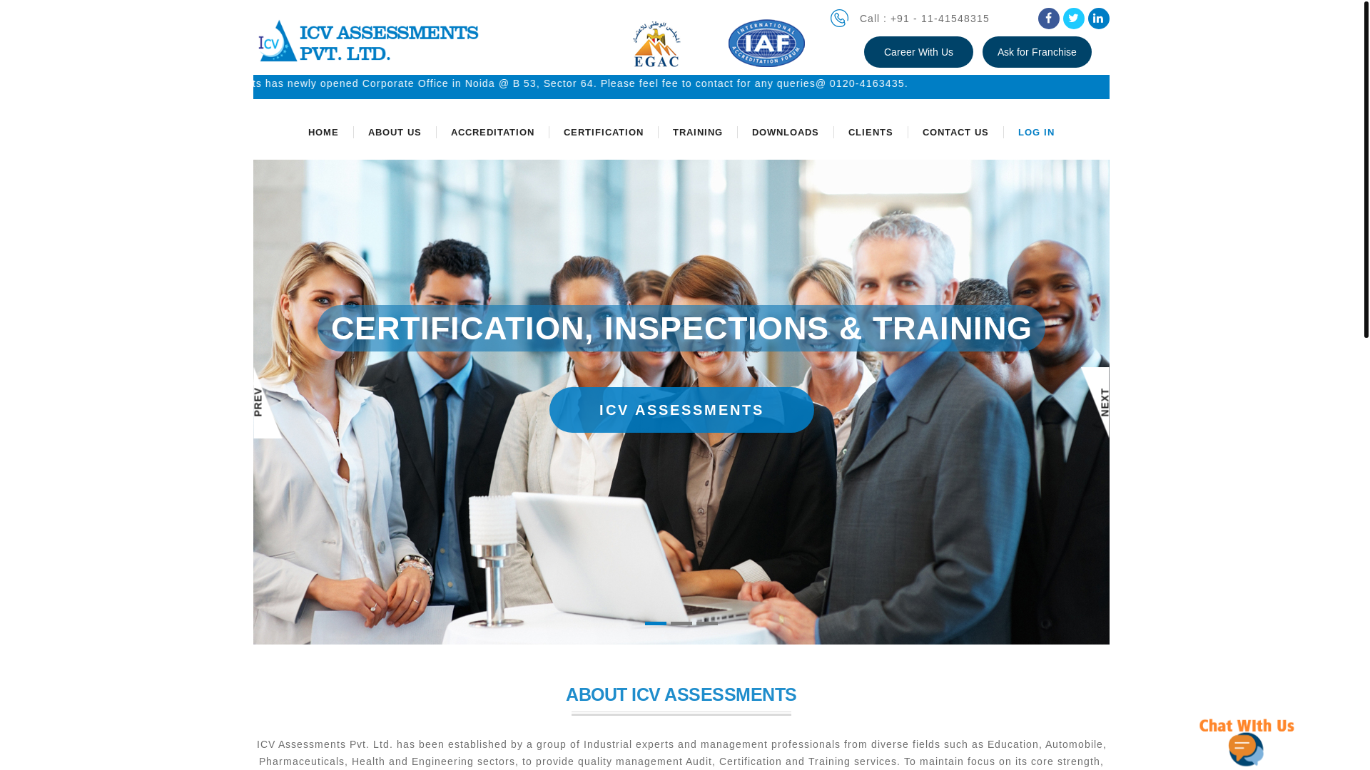 website screenshot of http://www.icvassessments.com/
