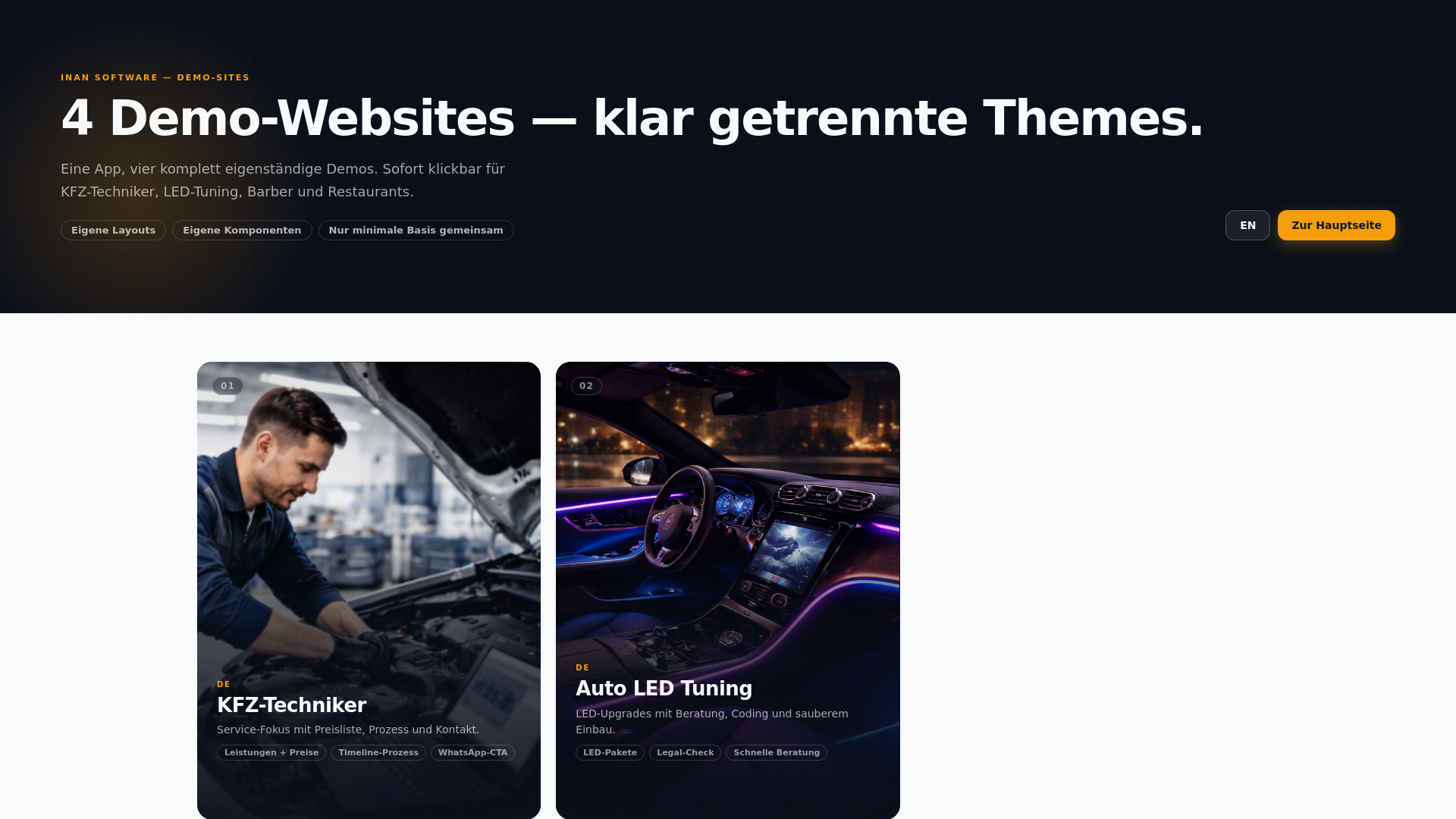website screenshot of https://inansoftware-demo-67s.pages.dev/