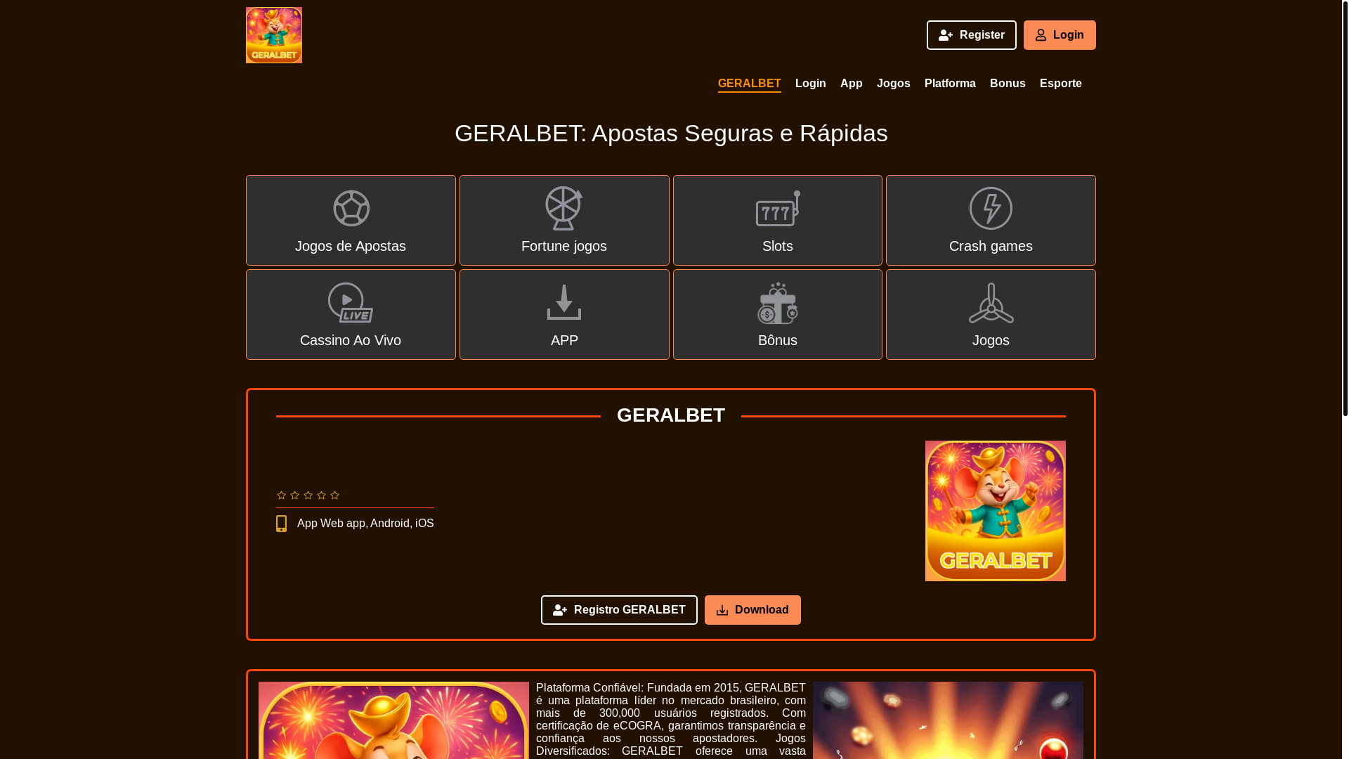 website screenshot of https://geralbete.com/