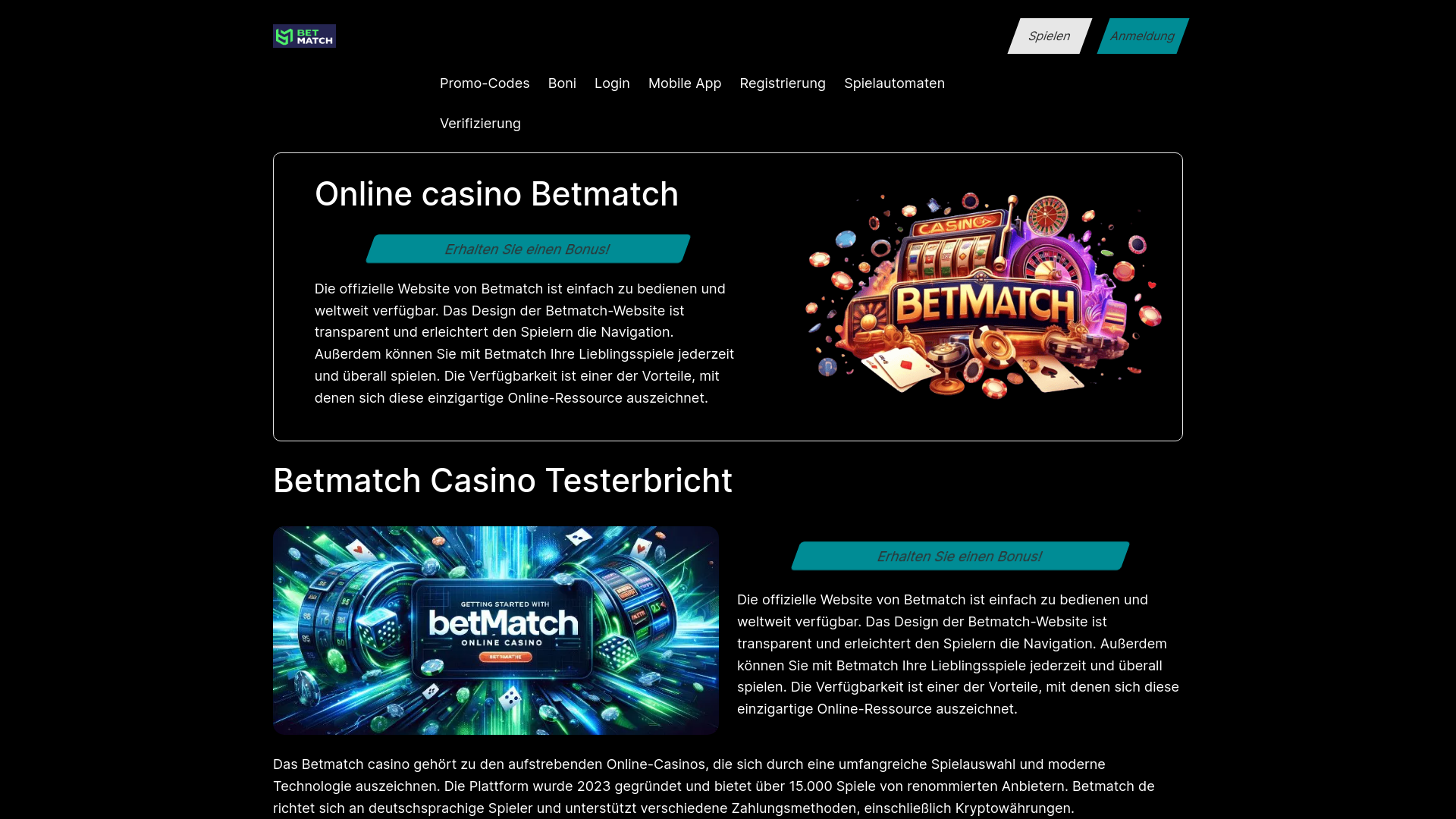 website screenshot of https://bet-match-casino.de/