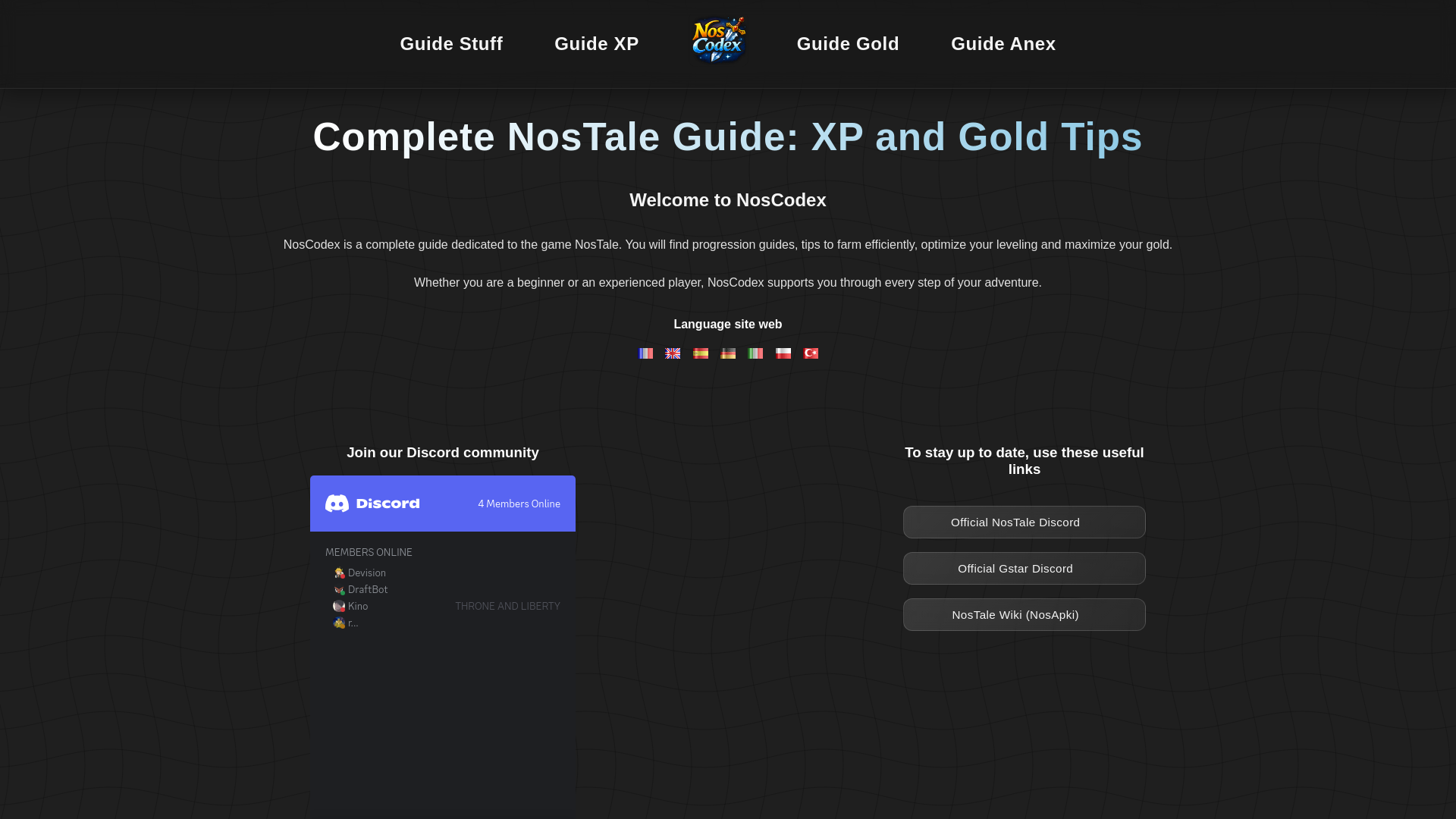 website screenshot of https://noscodex.com/
