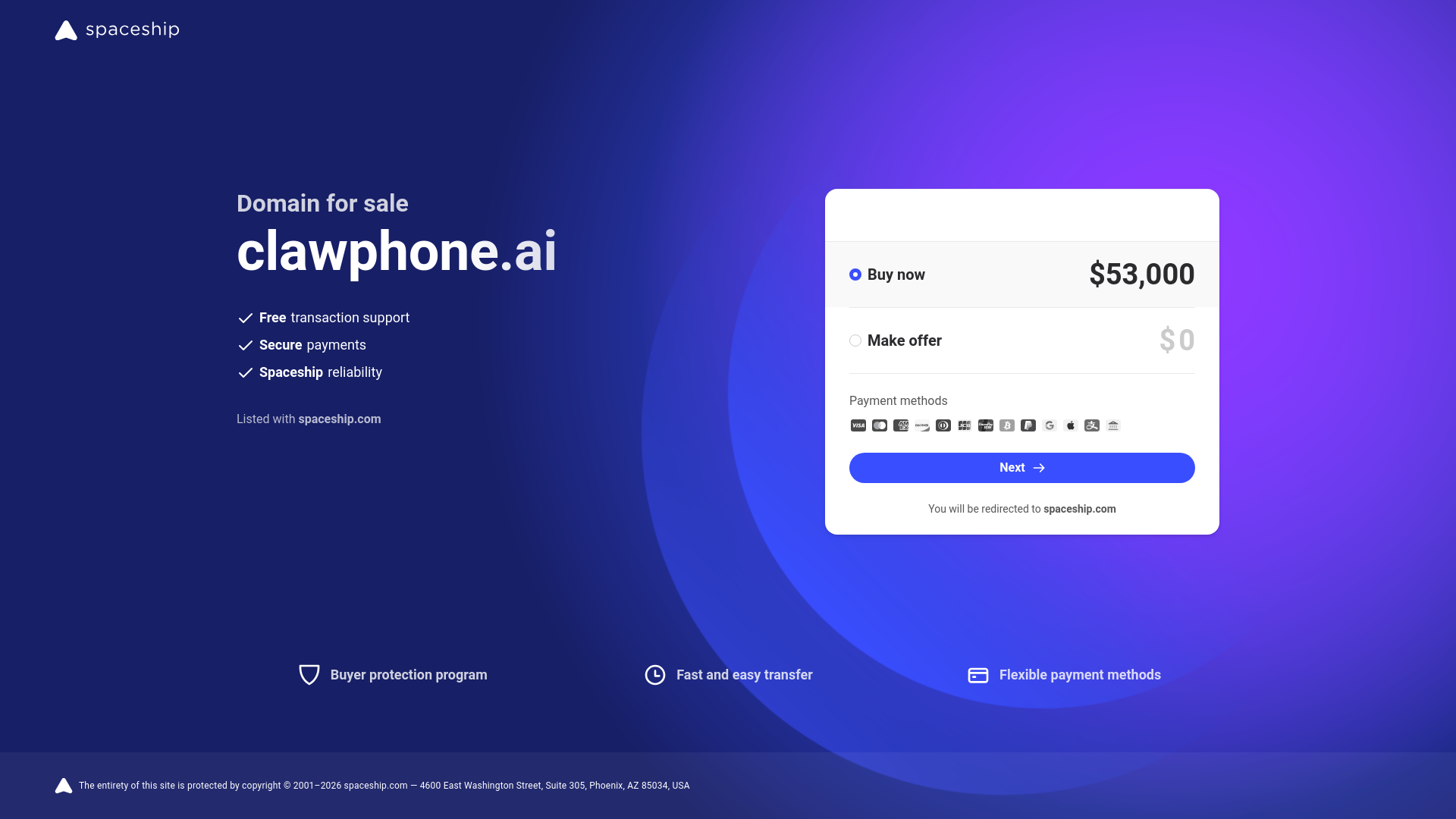 website screenshot of https://clawphone.ai/