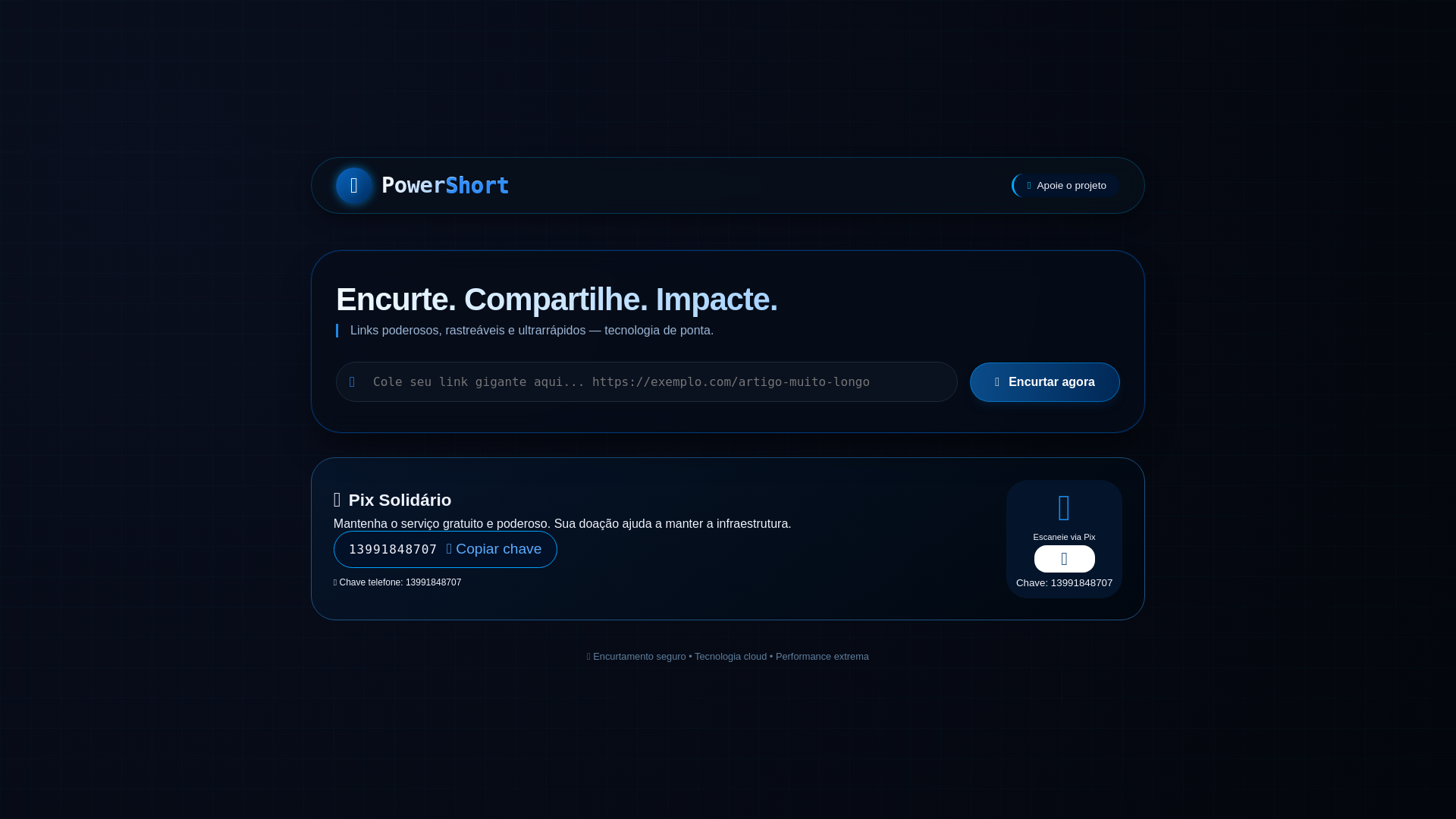 website screenshot of https://encurtameulink.pages.dev/