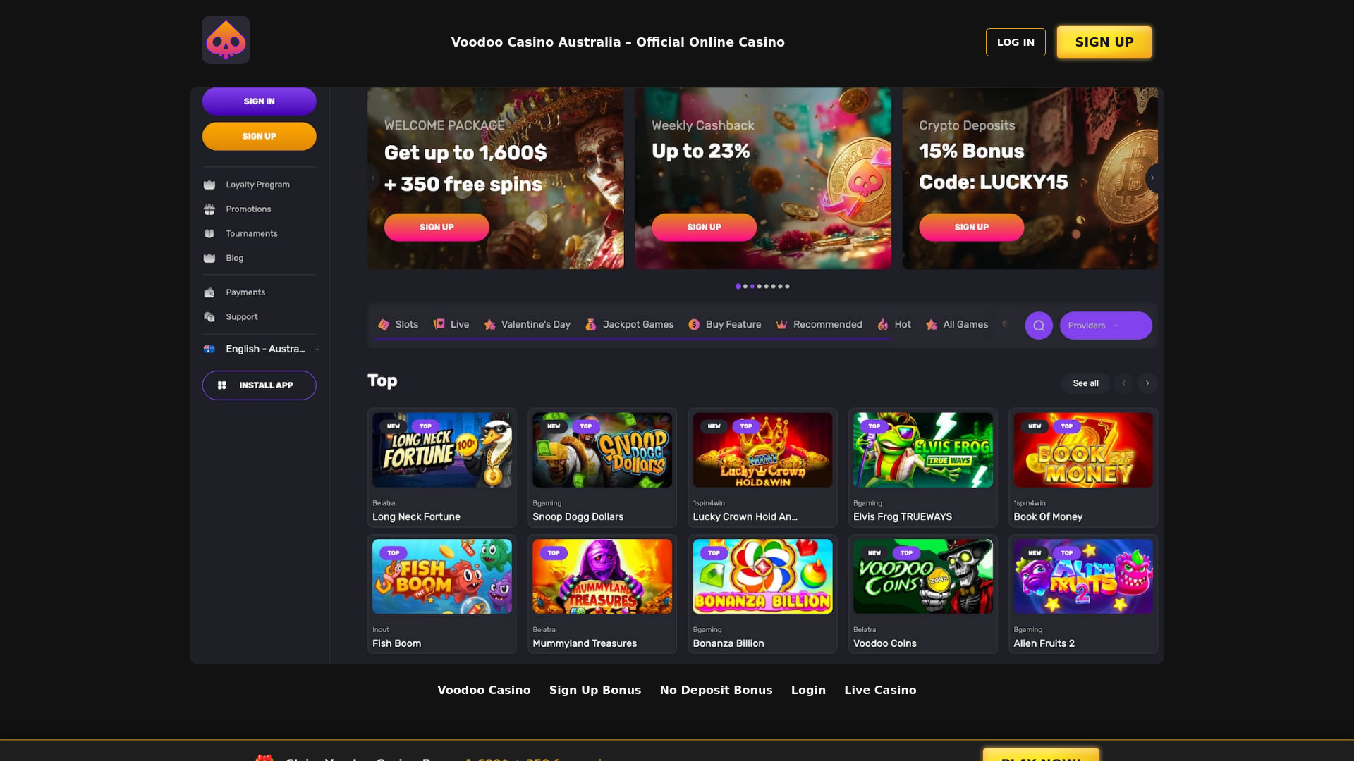 website screenshot of https://au-voodoocasino-com.pages.dev/
