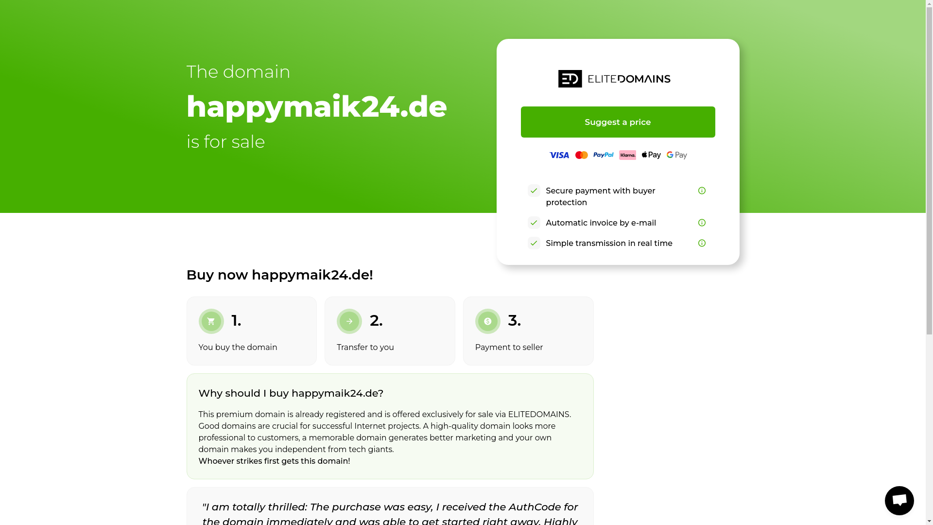 website screenshot of https://happymaik24.de/