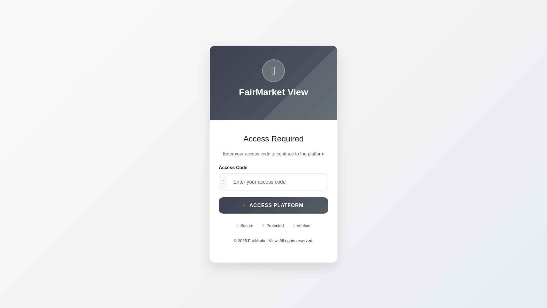 website screenshot of https://fairmarketview.com/