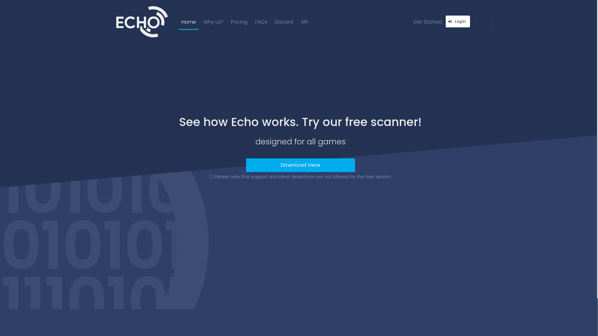 website screenshot of https://echo.ac/free