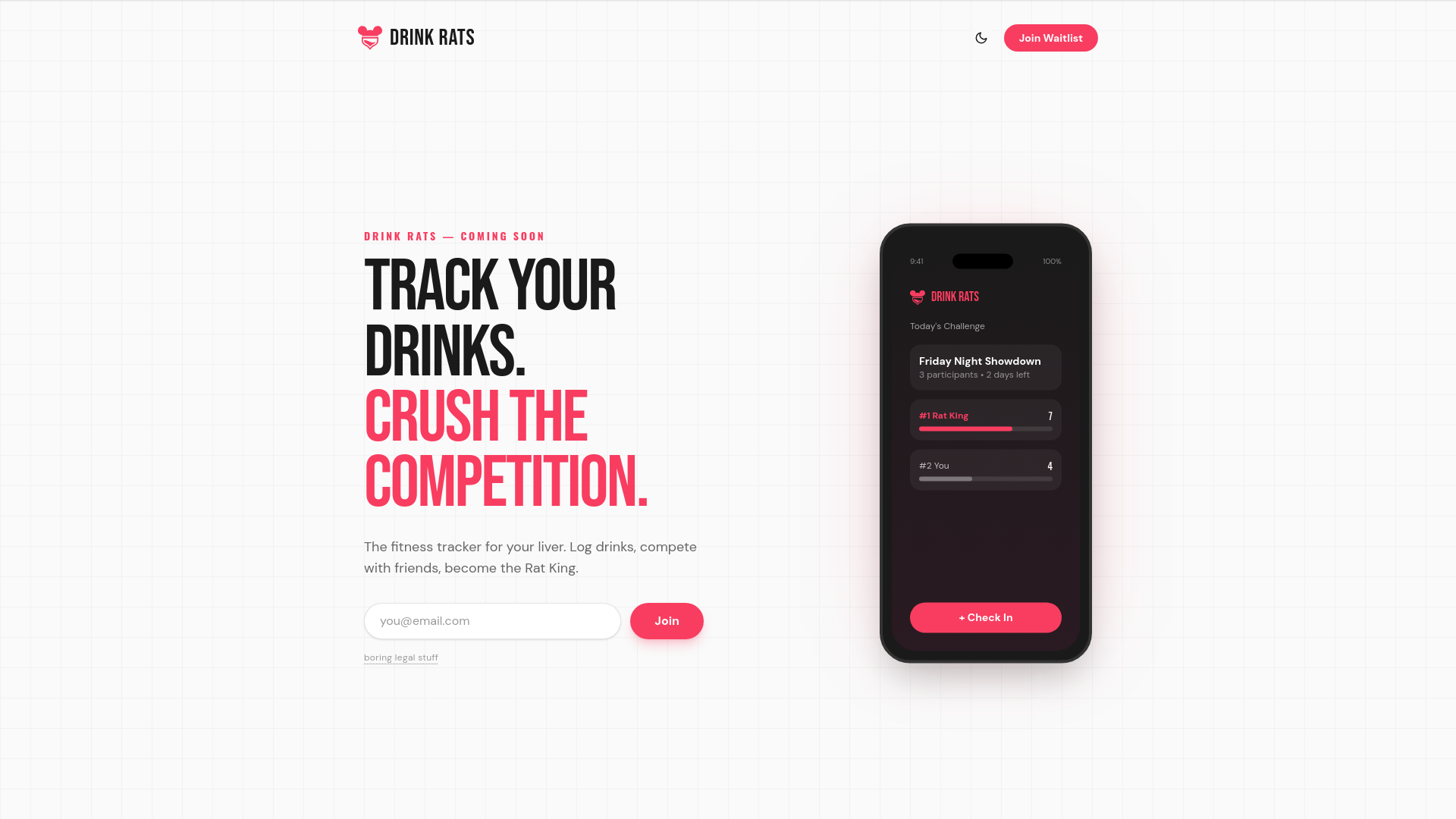 website screenshot of https://drinkrats.com/