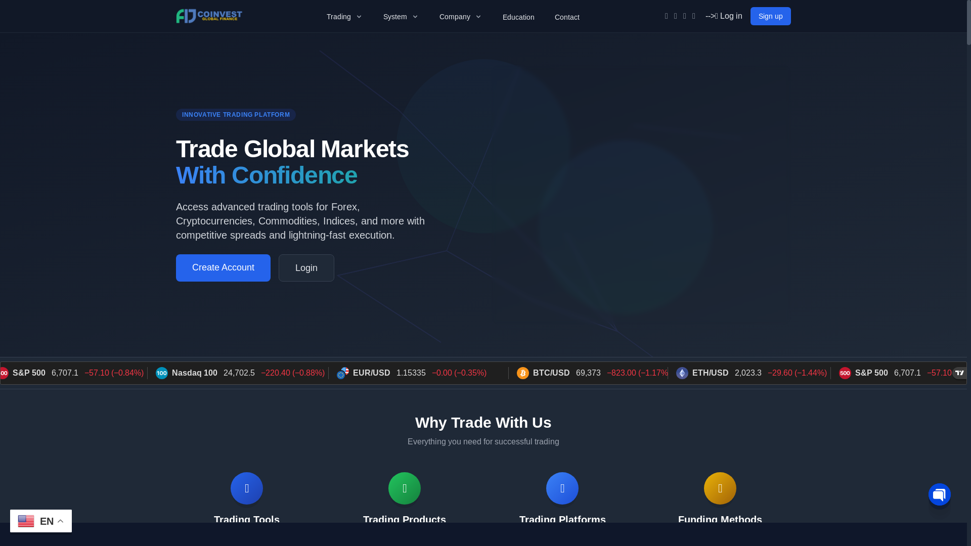 website screenshot of http://www.coinvestglobalfx.finance.metamineria.net