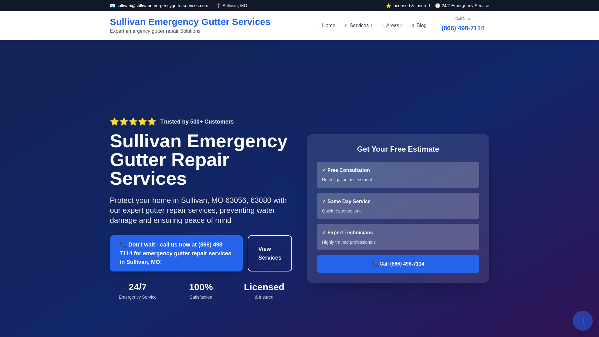 website screenshot of https://sullivan-gutter-services.pages.dev/