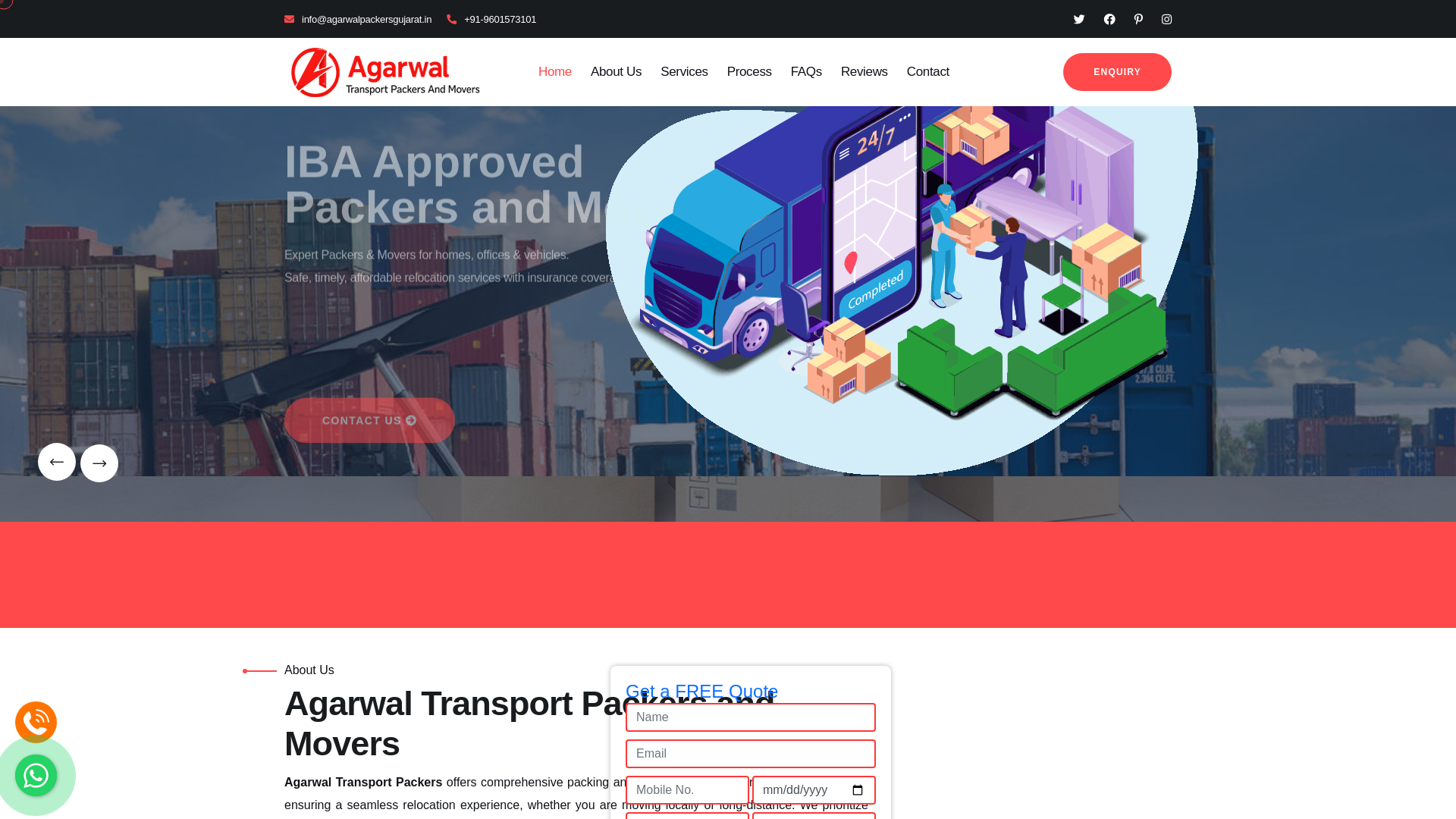 website screenshot of https://agarwalpackersgujarat.in/