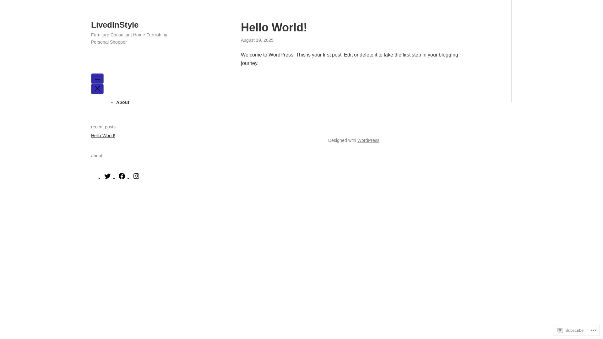 website screenshot of https://livedinstyle.ca/
