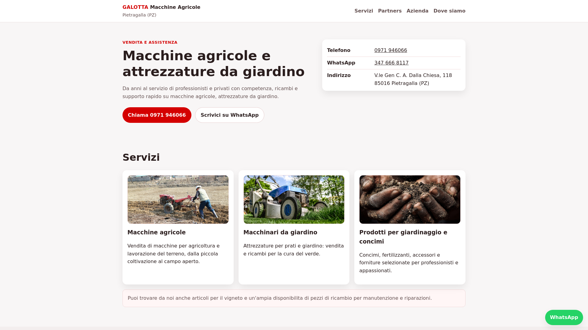 website screenshot of https://macchineagricolegalotta.it