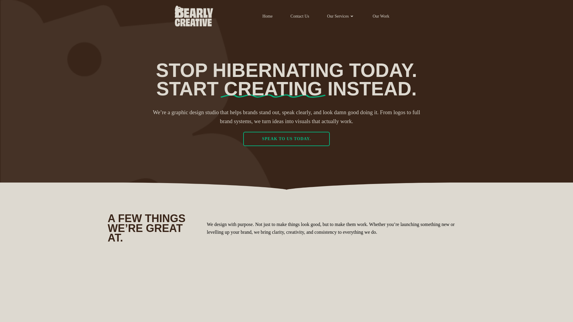 website screenshot of https://bearlycreative.uk