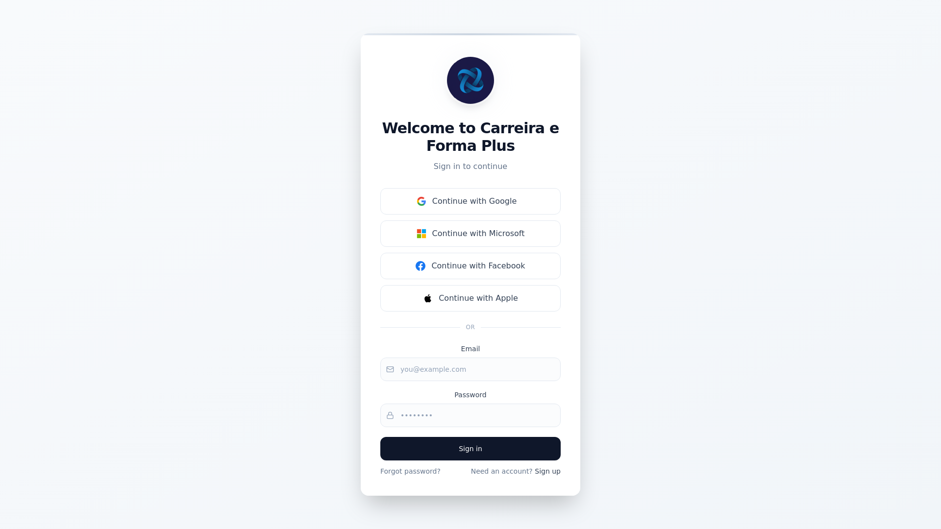 website screenshot of https://carreiraeformaplus.com/