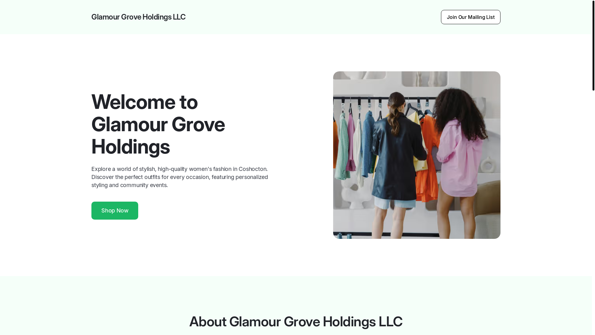 website screenshot of https://glamourgroveholdingsllc.com/