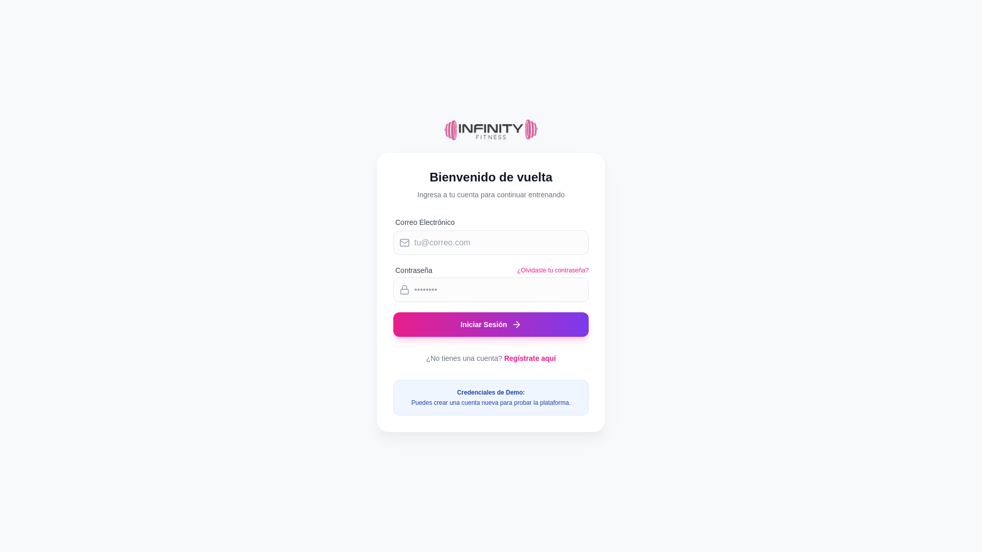 website screenshot of https://infinityfit.com.py/