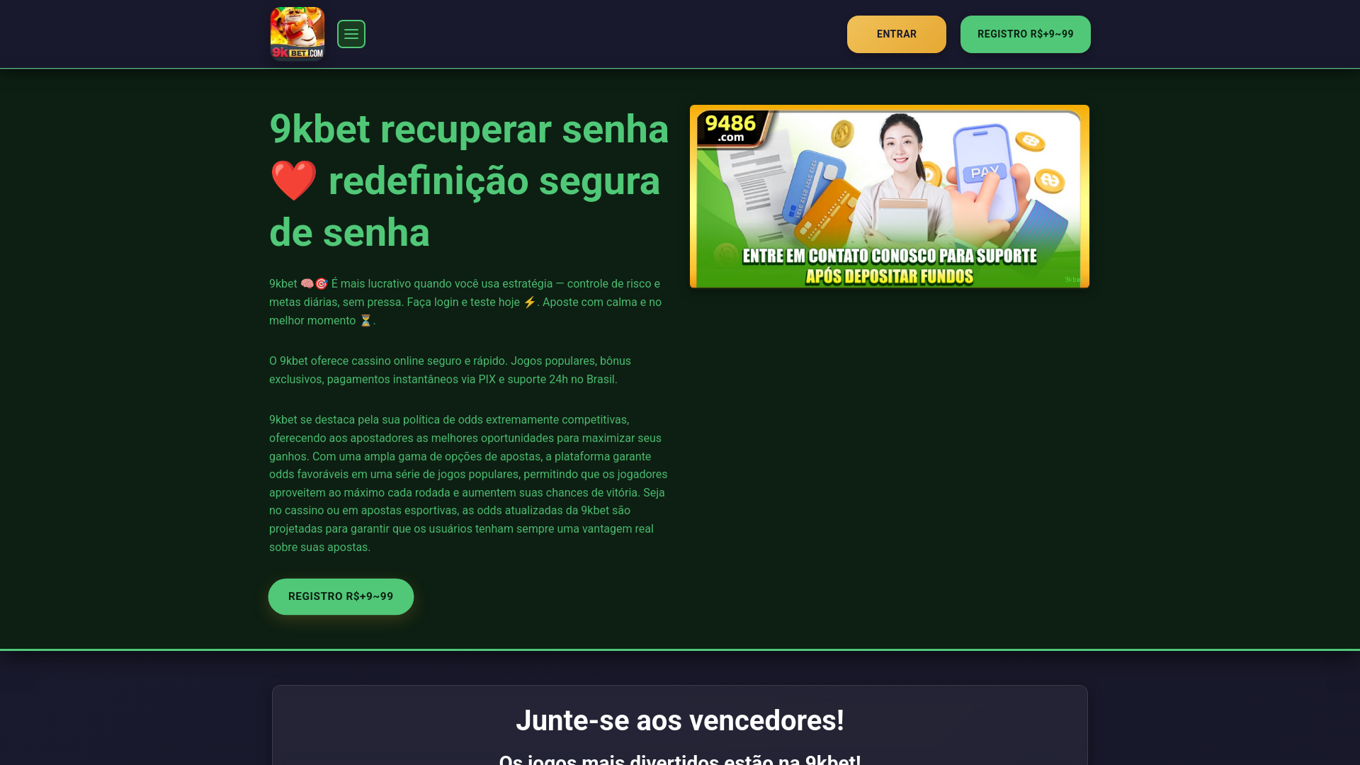 website screenshot of https://9kbets8.com/