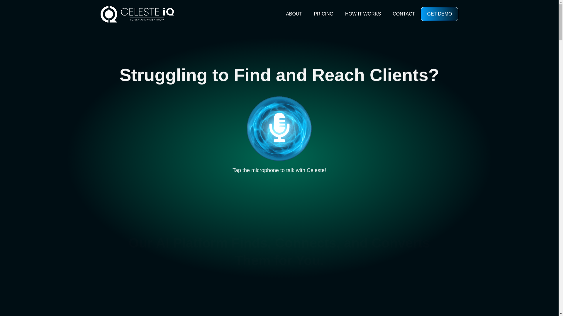 website screenshot of https://celesteiqapp.com/