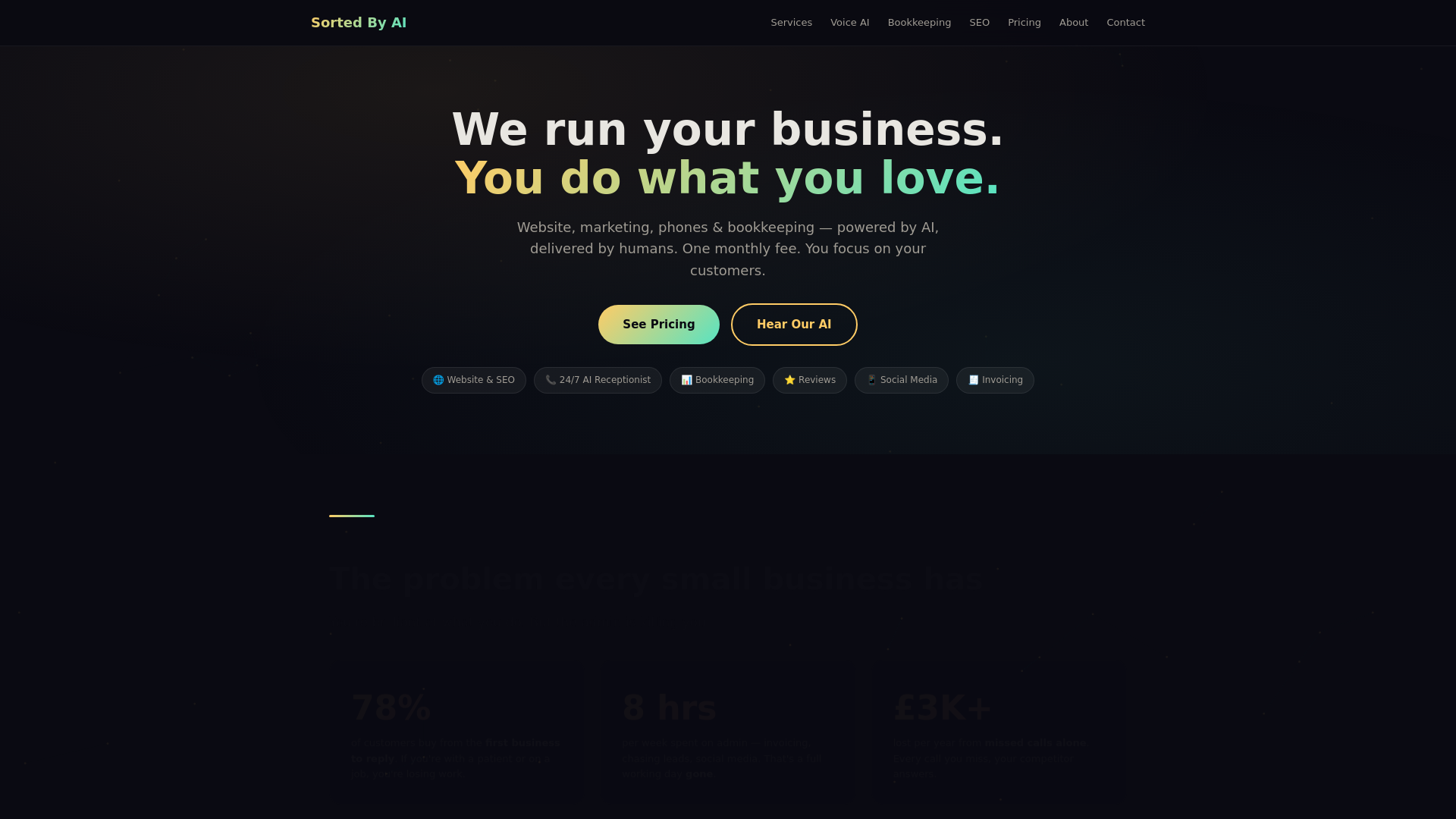 website screenshot of https://sortedbyai.co.uk