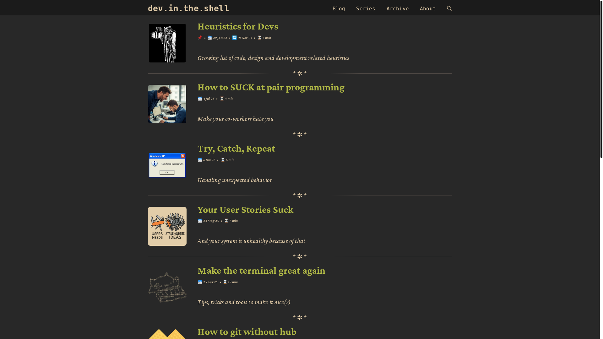 website screenshot of https://devintheshell.com/