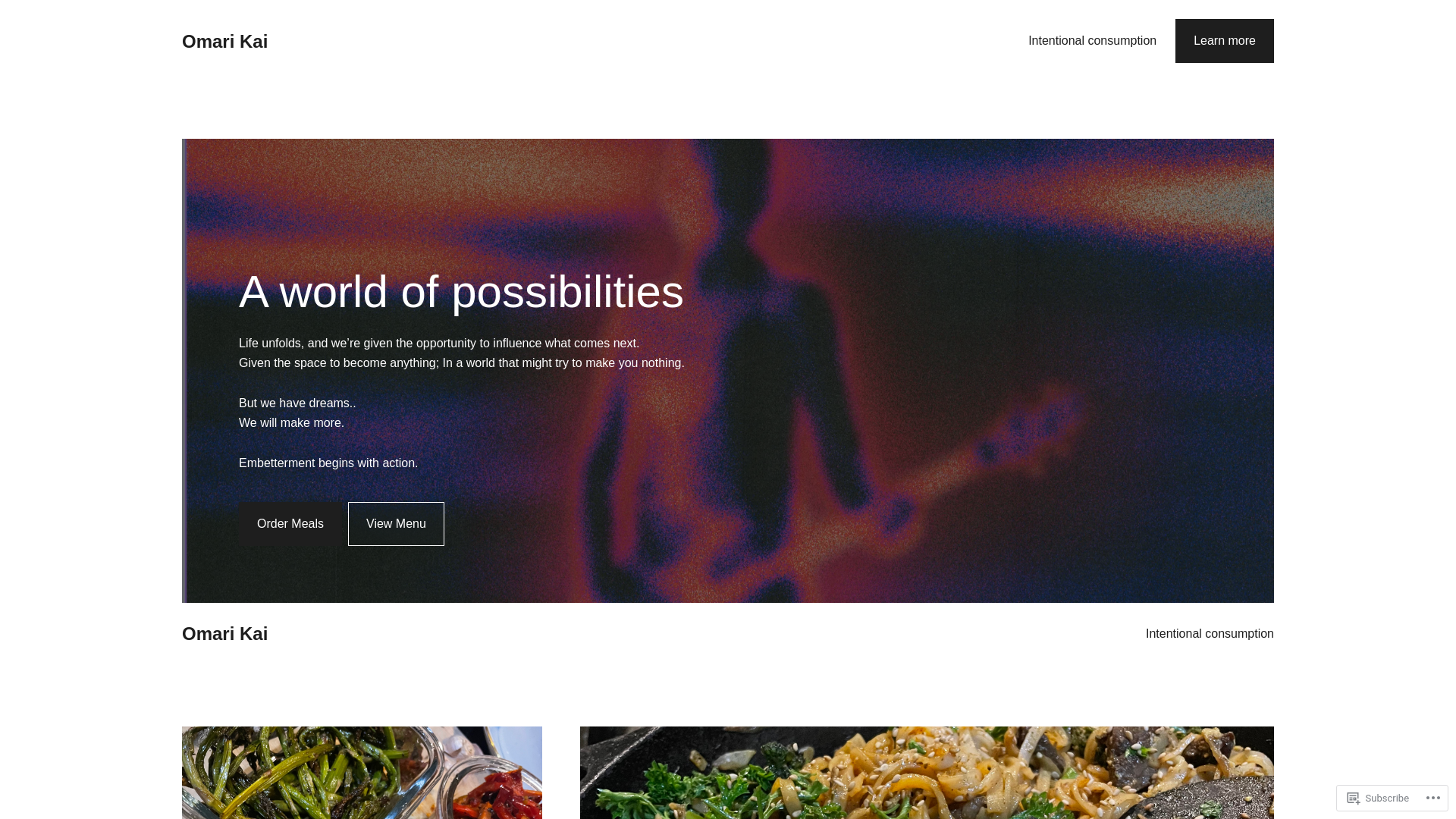 website screenshot of https://intentionalconsumptionorders.world