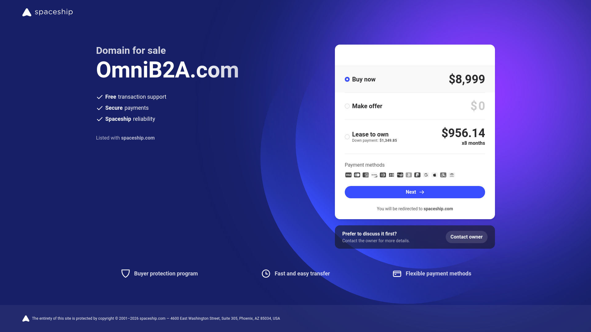 website screenshot of https://omnib2a.com/