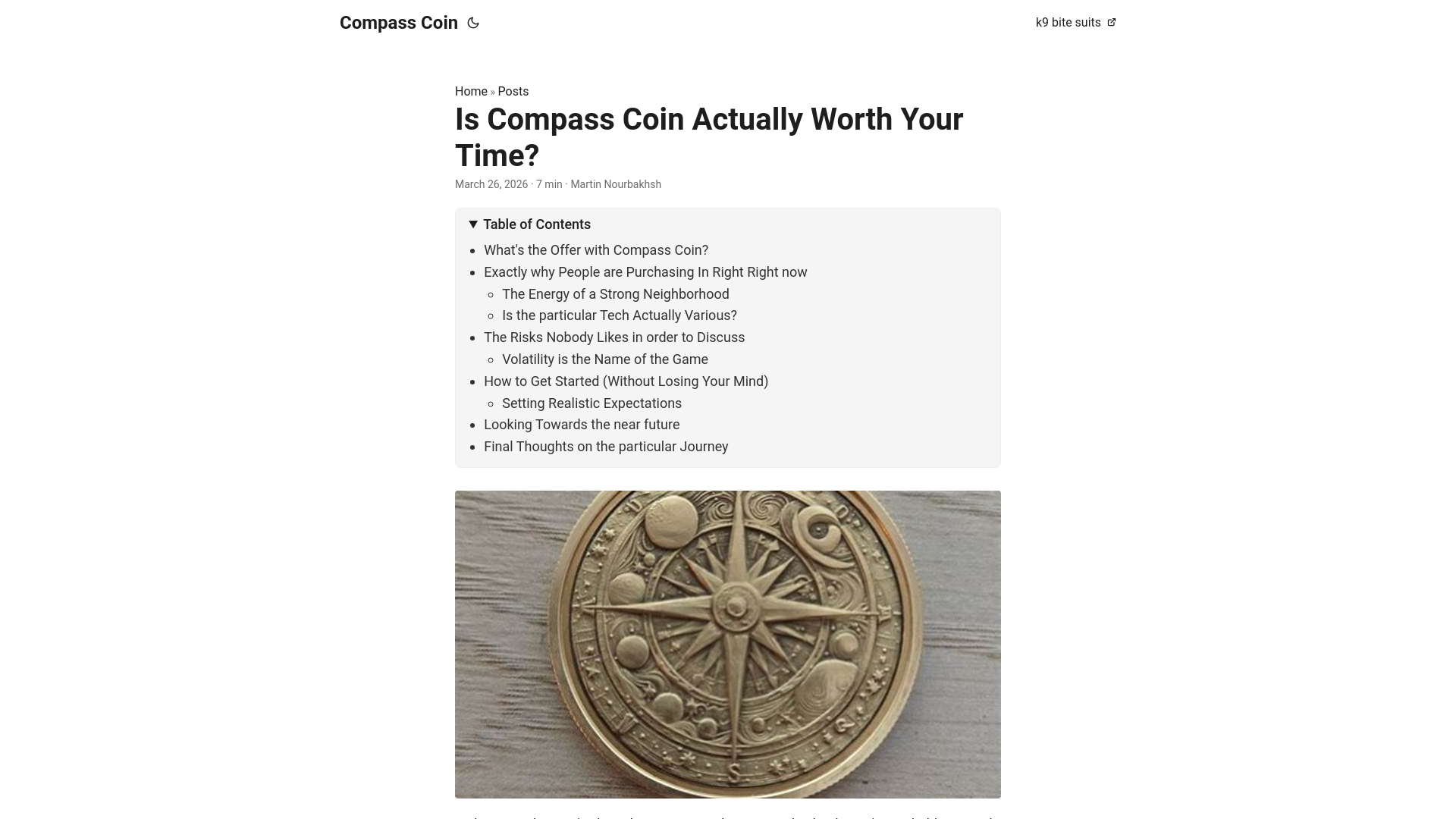 website screenshot of https://compass-coin.pages.dev/