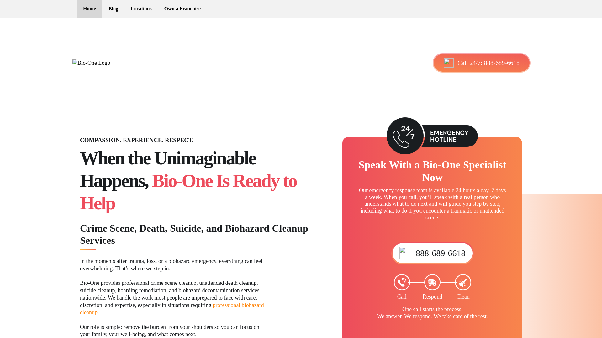 website screenshot of https://biocleanmasters.com