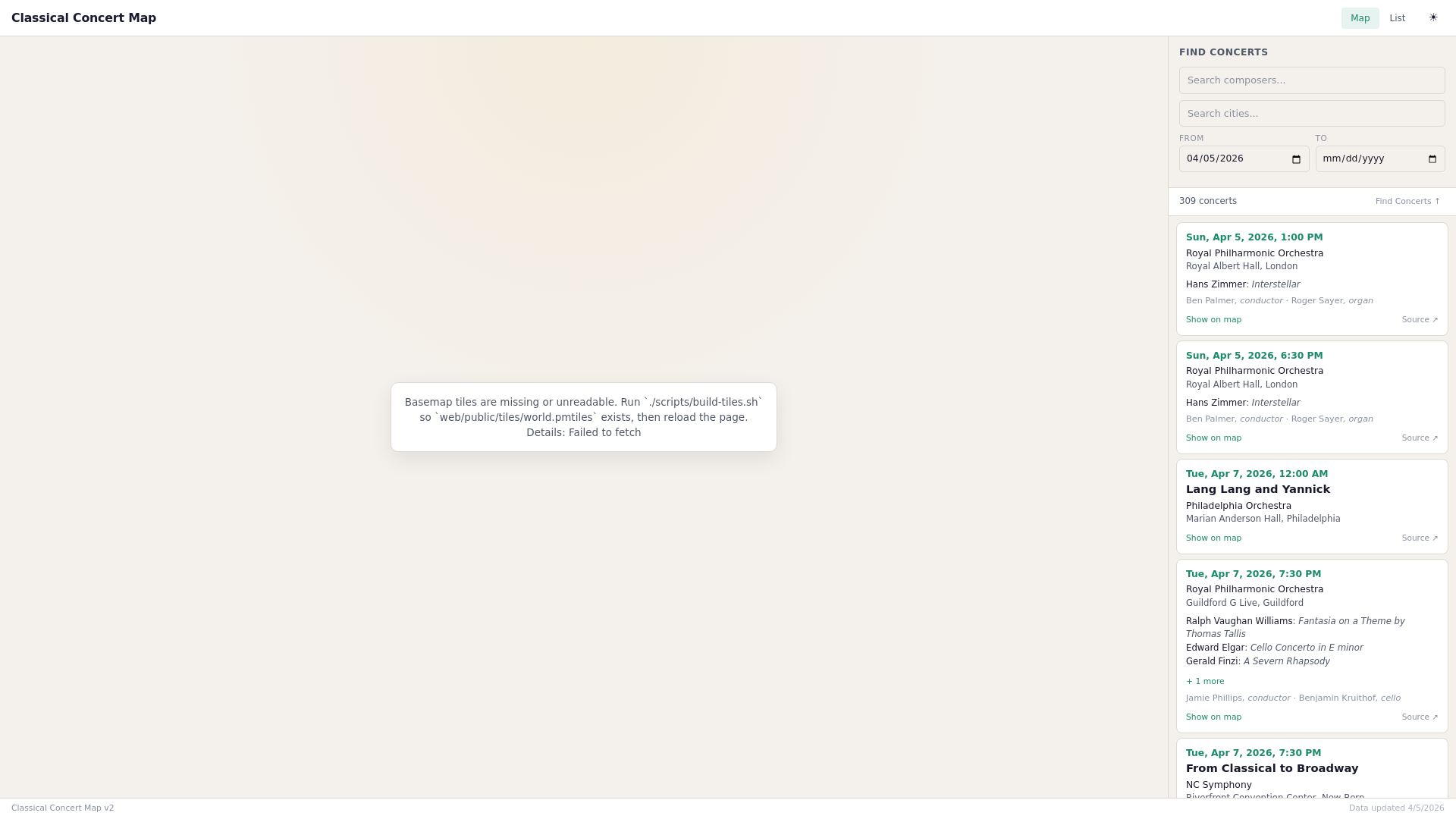 website screenshot of https://classicalconcertmap.pages.dev/