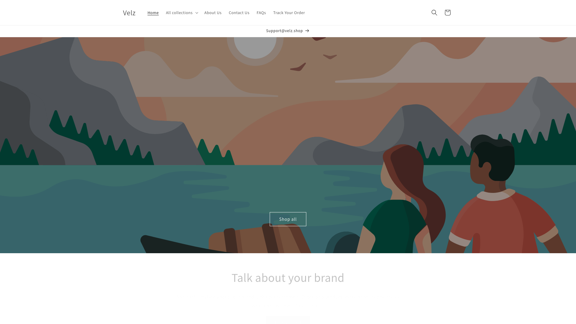 website screenshot of https://velz.shop/