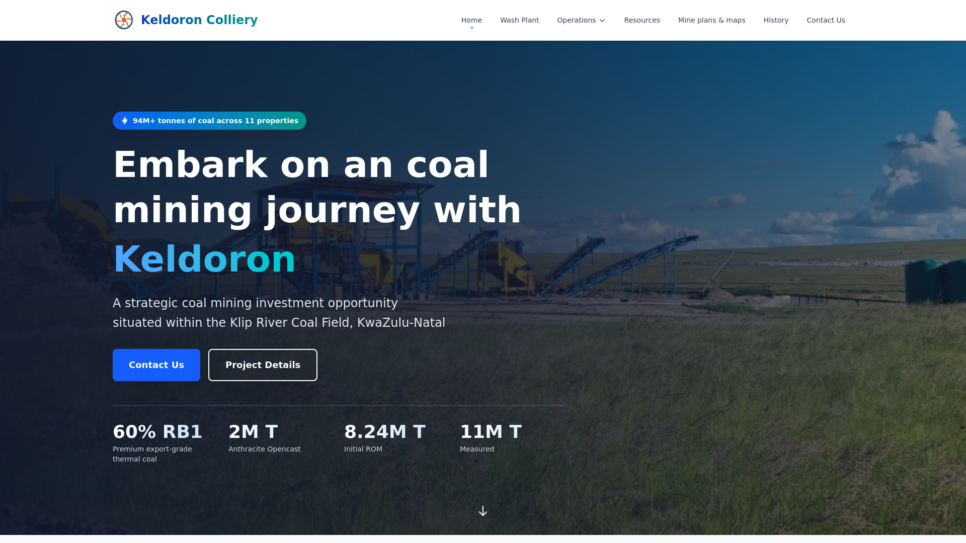 website screenshot of https://keldoron-colliery.com/