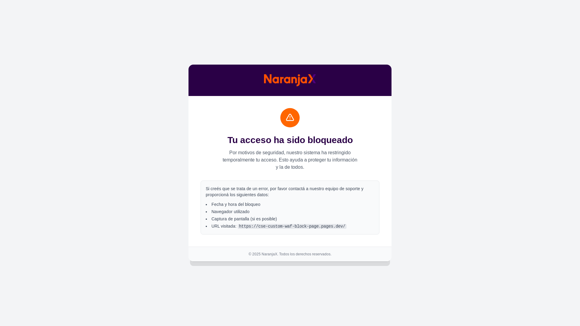 website screenshot of https://cse-custom-waf-block-page.pages.dev/