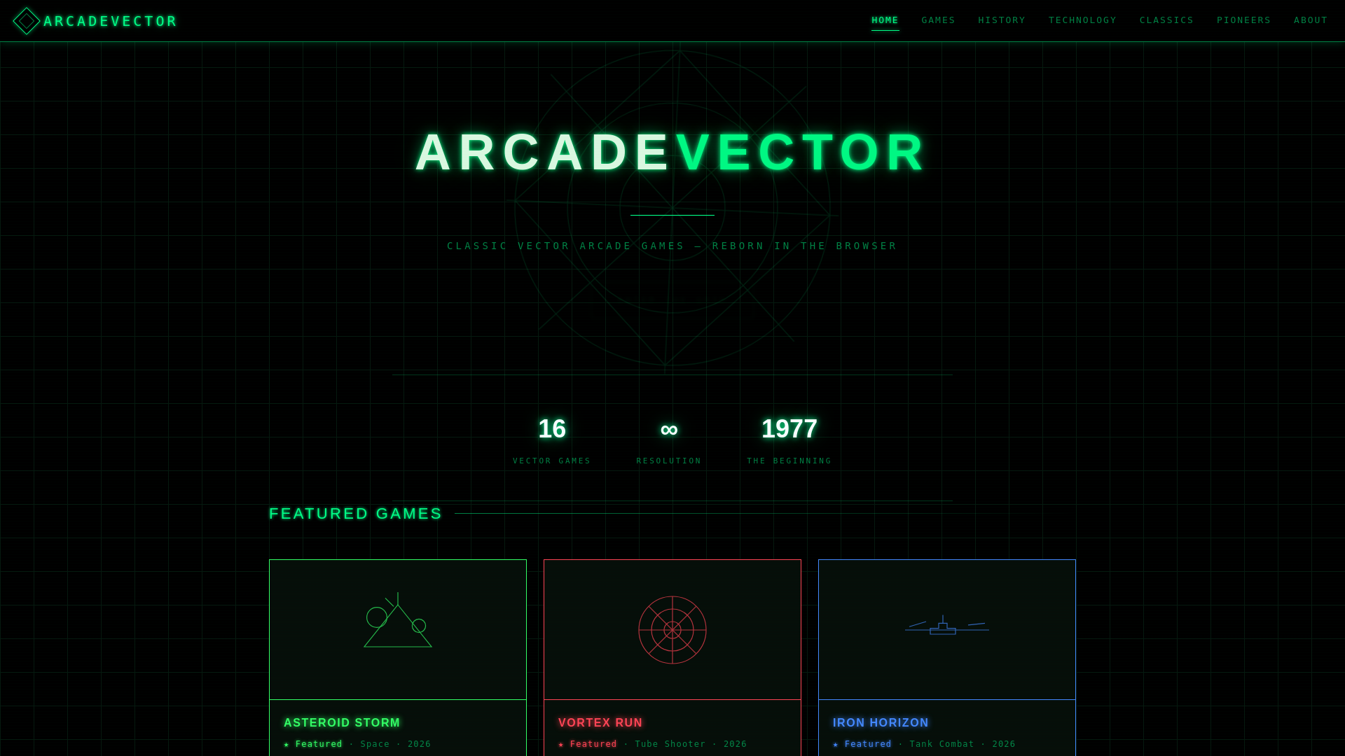 website screenshot of https://arcadevector.pages.dev/