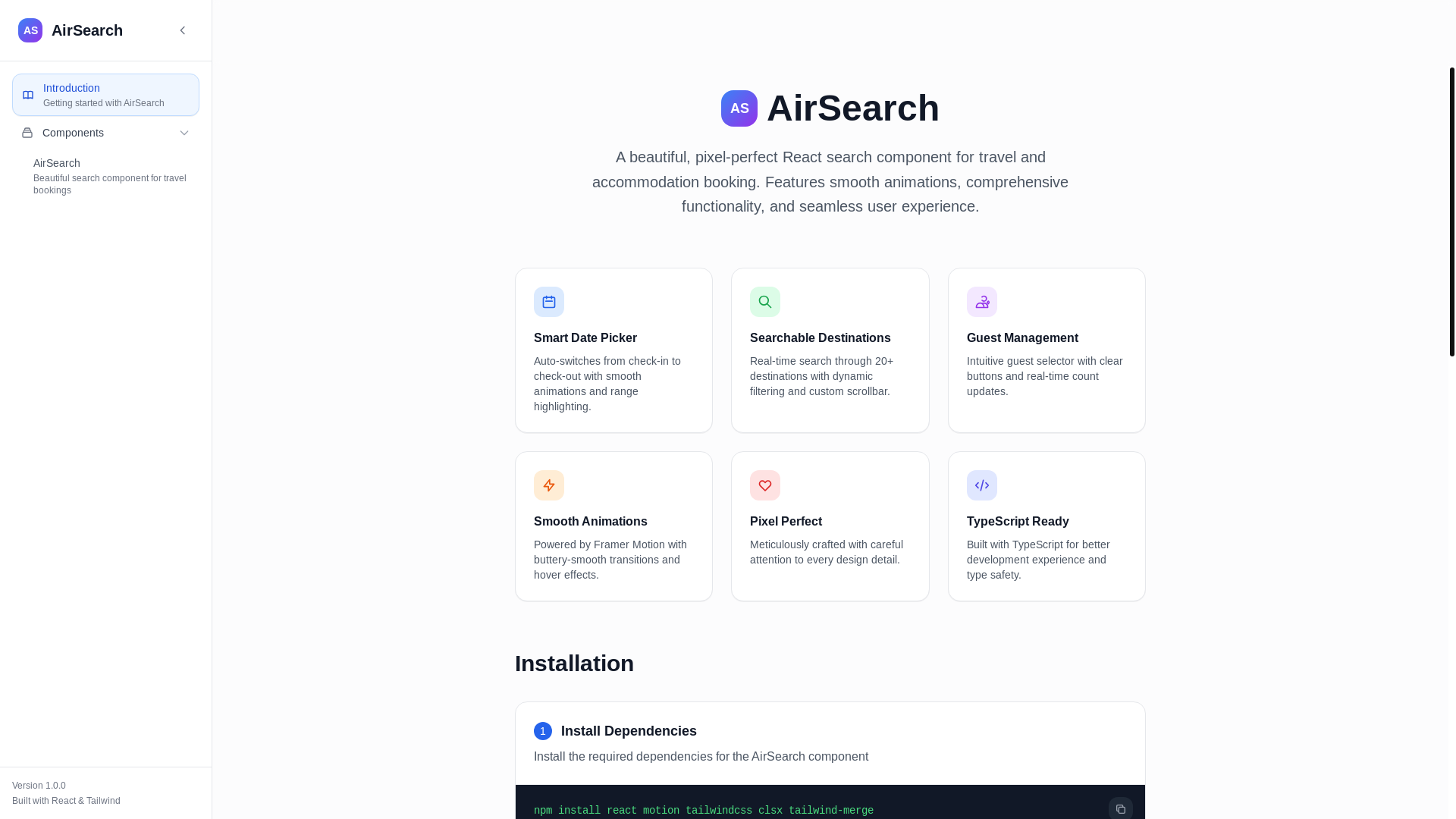 website screenshot of https://air-components-lib.pages.dev/