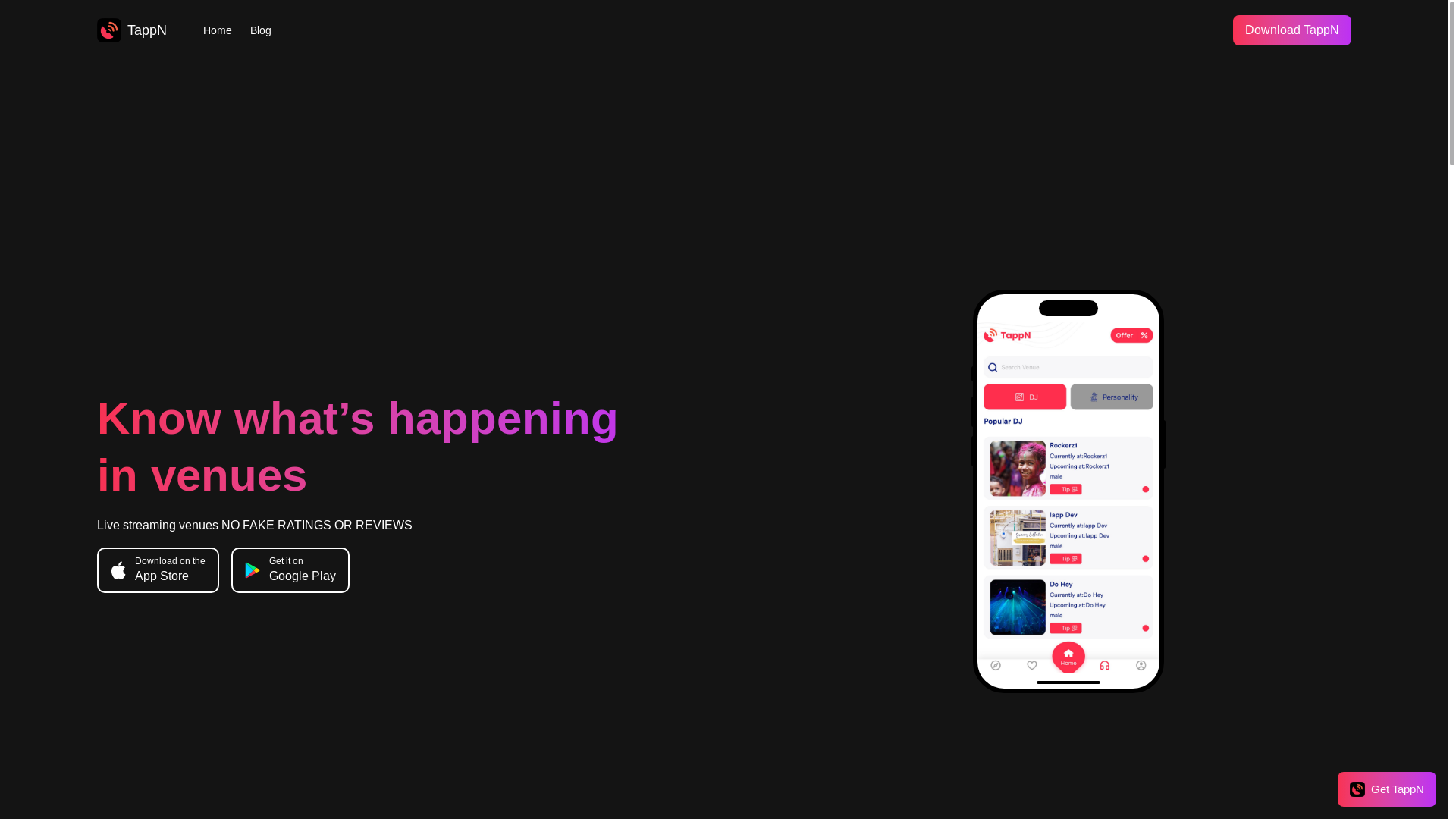 website screenshot of https://tappn-website.pages.dev/