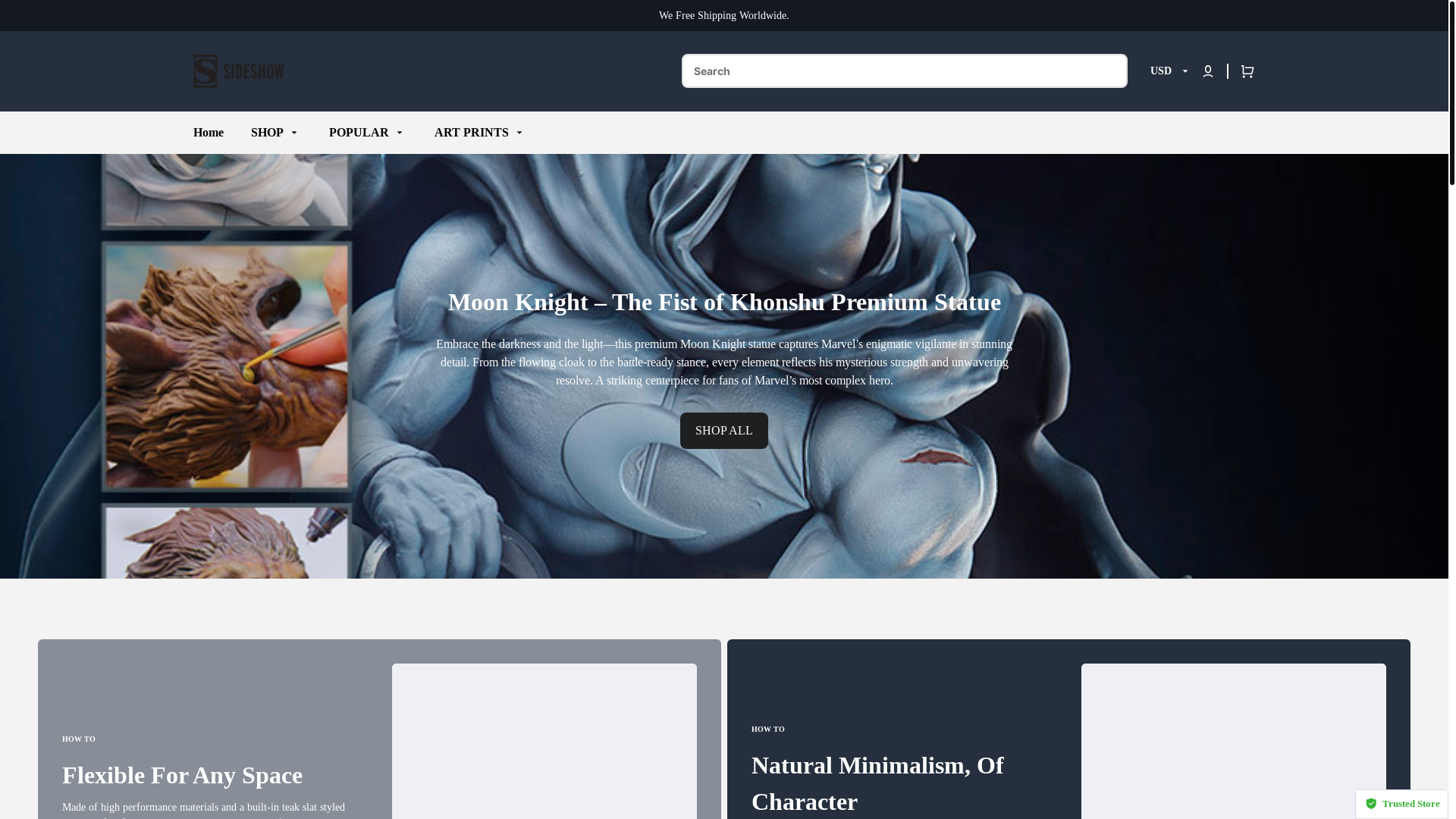 website screenshot of https://sideshowcollectibles-usa.shop/