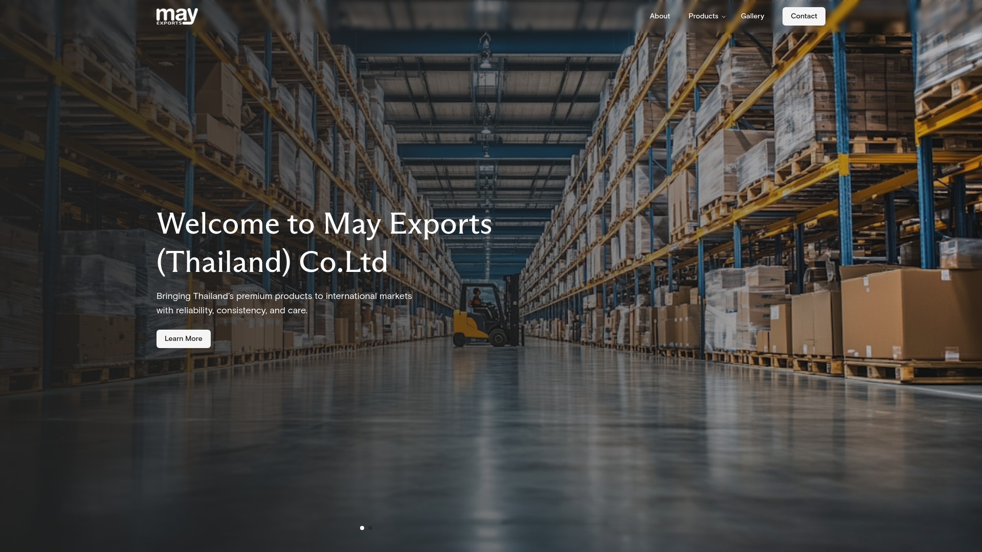 website screenshot of https://may-exports-website.pages.dev/