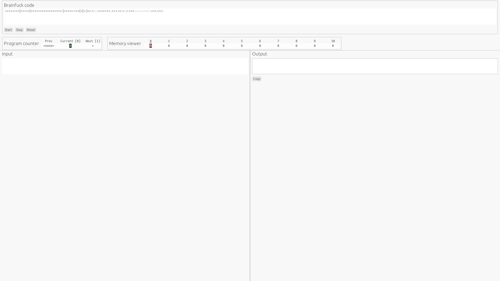 website screenshot of https://brainfuck-gui-rs.pages.dev/
