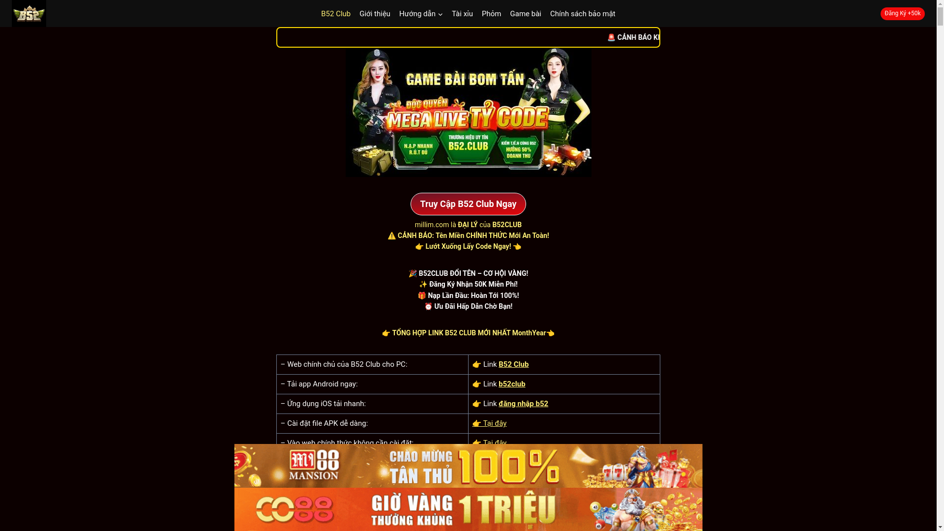 website screenshot of https://b52club-c1-t3-millim-com.pages.dev/