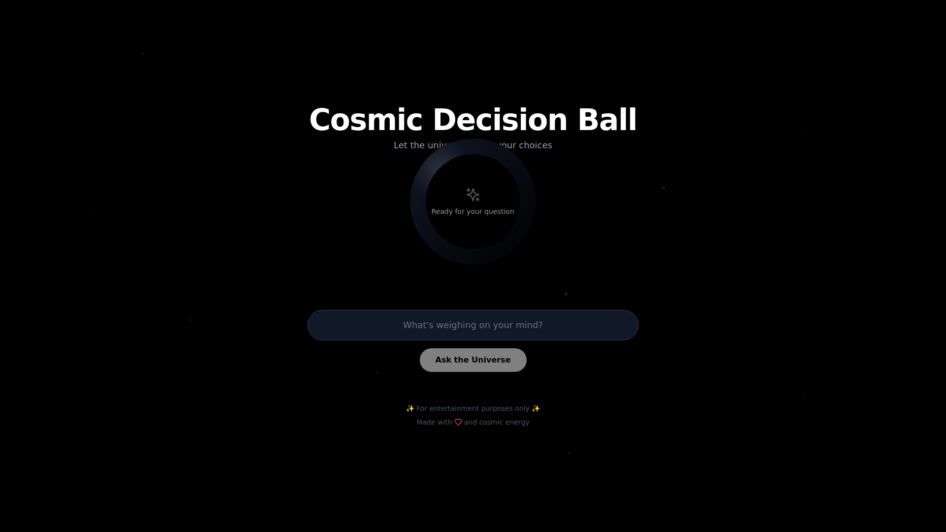 website screenshot of https://theoracleball.com/