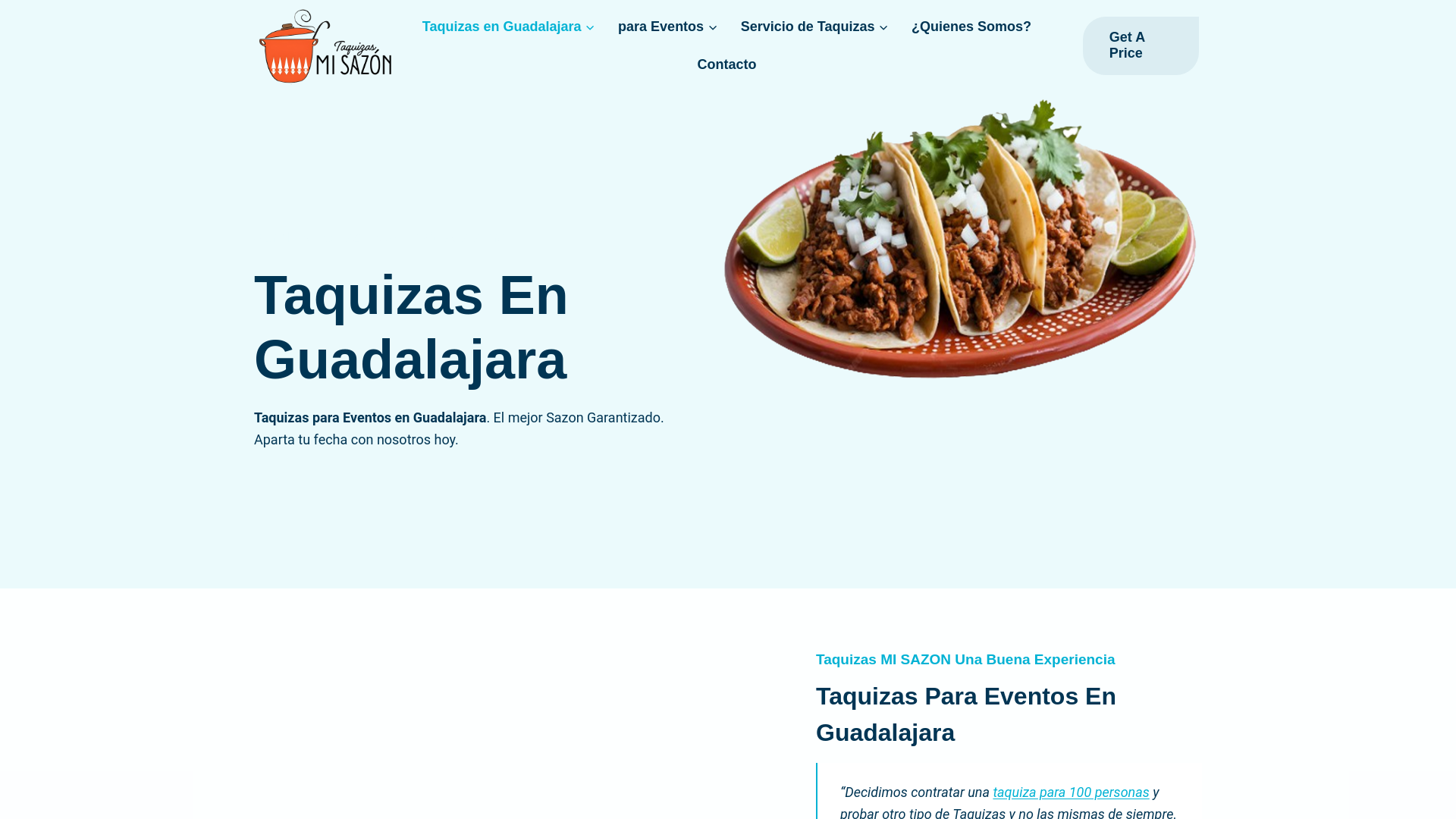 website screenshot of https://taquizasenguadalajara.com.mx/