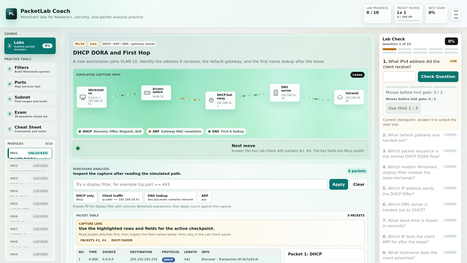 website screenshot of https://packetlab.fun/