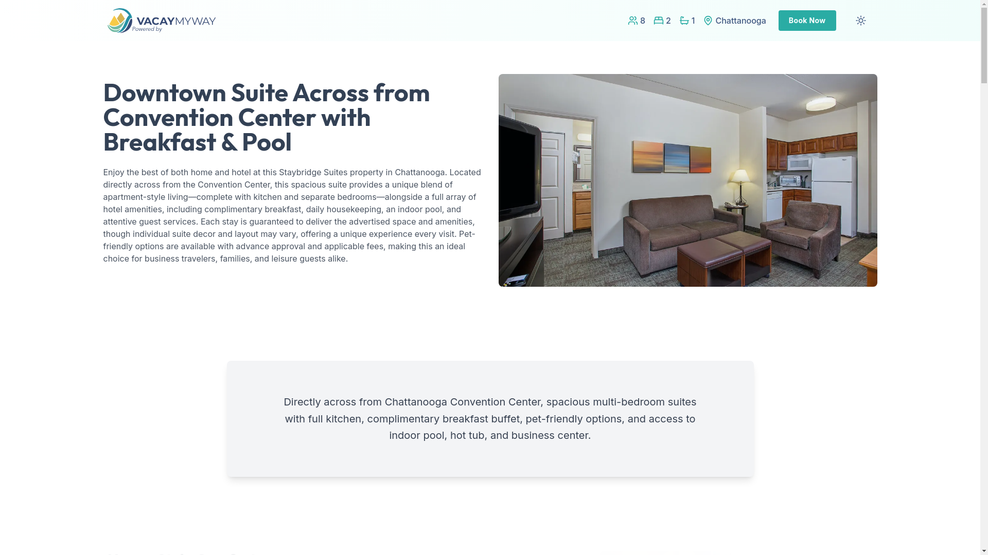 website screenshot of https://calmchatt.rentals/