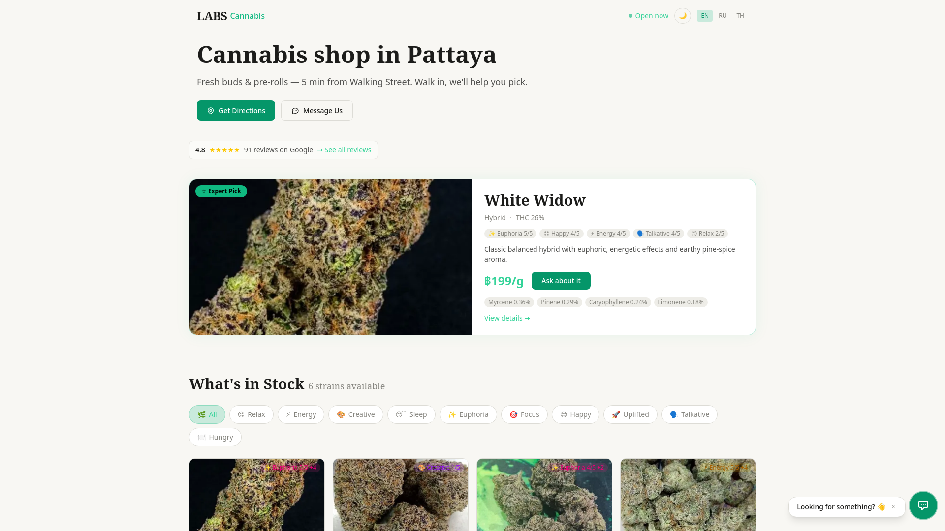 website screenshot of https://labscannabis.boutique/