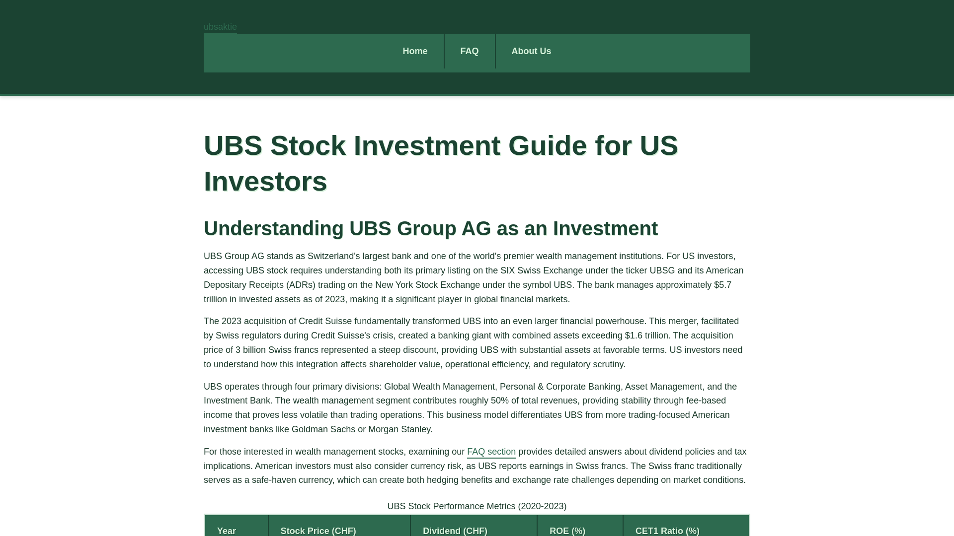 website screenshot of https://ubsaktie-xyz.pages.dev/