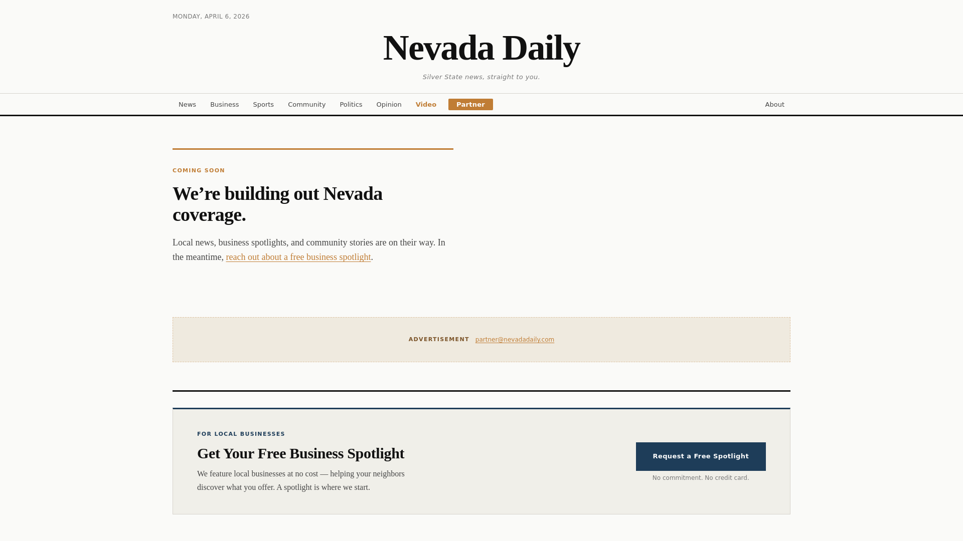 website screenshot of https://nevadadaily.pages.dev/