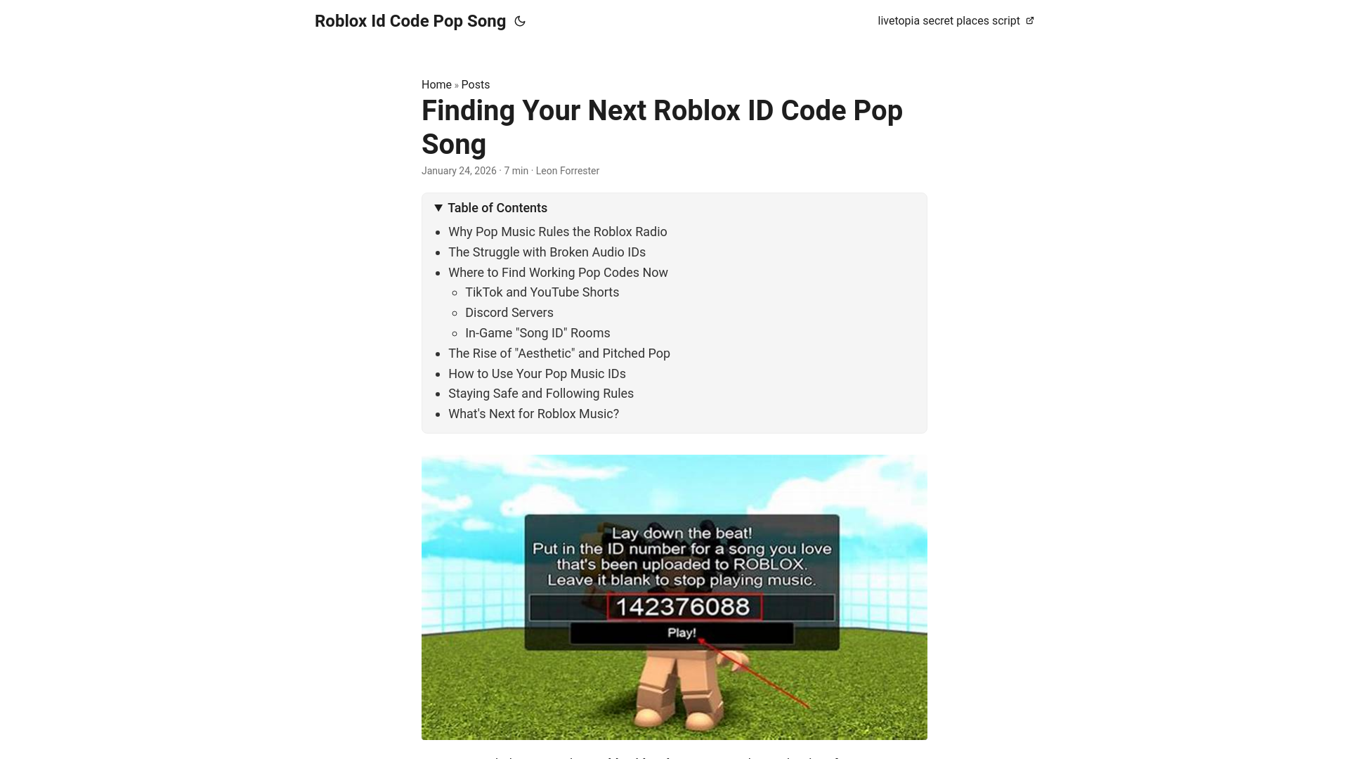 website screenshot of https://roblox-id-code-pop-song.pages.dev/